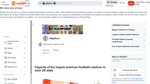 Reddit - Largest Football Stadium Capacities by State