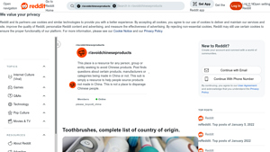 Toothbrushes - Country of Origin Overview