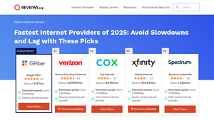 Fastest Internet Providers of 2025 - Reviews.org - internet companies in usa