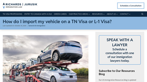 How do I import my vehicle on a TN Visa or L-1 Visa? - canadian car import to usa