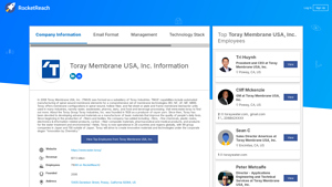 Toray Membrane USA, Inc. Information - RocketReach - toray membrane usa inc