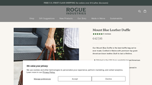 Rogue Industries - Mount Blue Leather Duffle