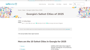 Georgia's Safest Cities of 2025 - SafeWise - parts of georgia usa