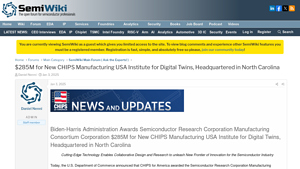 $285M for New CHIPS Manufacturing USA Institute for Digital Twins ... - new chip manufacturers in usa