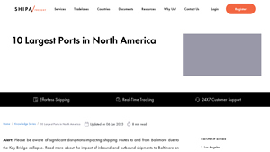 10 Largest Ports in North America | Shipa Freight - main ports of usa