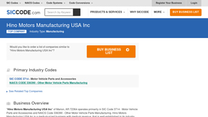 Hino Motors Manufacturing USA Inc - ZIP 72364 - SICCODE.com - hino motors manufacturing usa inc
