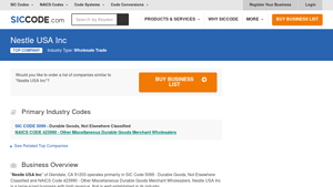 Nestle USA Inc - ZIP 91203, NAICS 423990, SIC 5099 - SICCODE.com - nestle usa inc