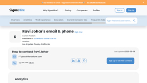Ravi Johar's email & phone - Southland Stone USA Inc - SignalHire - southland stone usa north hollywood ca