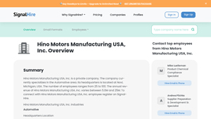 Hino Motors Manufacturing USA, Inc. Overview - SignalHire - hino motors manufacturing usa inc