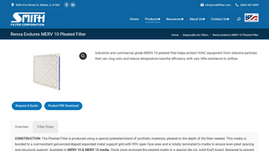Rensa Endurex MERV 10 Pleated Filter - usa commercial pleated air filters manufacturer
