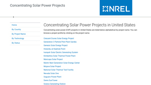 US | Concentrating Solar Power Projects | NREL - solar power usa