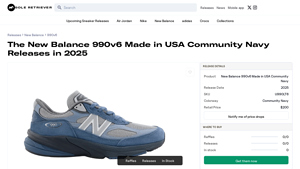 The New Balance 990v6 Made in USA Community Navy Releases in 2025 - made in usa 990v6
