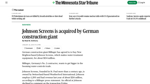 Johnson Screens is acquired by German construction giant - johnson screens usa