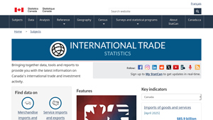 International Trade Statistics - Statistique Canada - imports from canada to usa