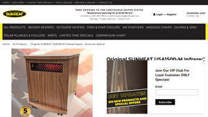 Original SUNHEAT USA1500-M Infrared Heater - American Walnut - space heaters made in the usa