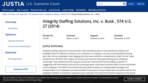 Integrity Staffing Solutions, Inc. v. Busk , 574 U.S. 27 (2014) - integrity staffing solutions usa
