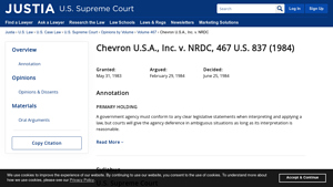 Chevron U.S.A., Inc. v. NRDC, 467 U.S. 837 (1984) - chevron usa inc
