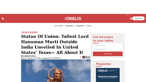 Statue Of Union: Tallest Lord Hanuman Murti Outside India Unveiled ... - tallest hanuman statue in usa
