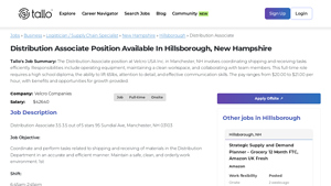 Distribution Associate Job Vacancy - Hillsborough, New Hampshire - velcro usa careers