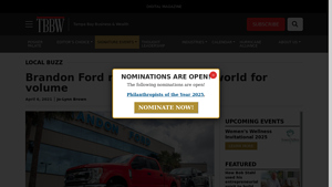 Brandon Ford ranks no. 1 in the world for volume - largest ford dealer in usa