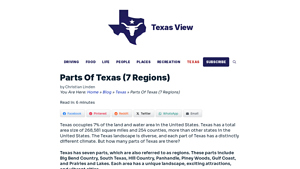 Parts Of Texas (7 Regions) - part of texas in usa