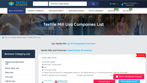 Textile manufacturing Mill in Usa | All types of textile mills list in Usa - textile factories in usa