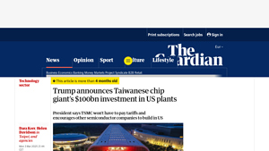 Trump announces Taiwanese chip giant's $100bn investment in US ... - new chip manufacturers in usa