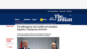 US will impose 35% tariffs on Canadian imports, Trump says in letter - canada tariffs on usa