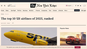 The top 10 US airlines of 2025, ranked | The New York Ledger - airline companies usa