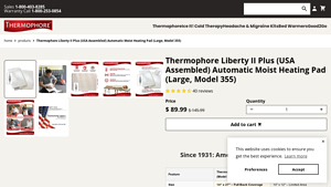 Thermophore Liberty II Plus (USA Assembled) Automatic Moist Heating Pad ... - heating pad made in usa