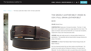The Grizzly Leather Belt | Made in USA | Full Grain Leather Belt - leather belts made in usa