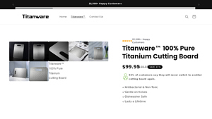 Titanware™ 100% Pure Titanium Cutting Board - cutting board made in usa