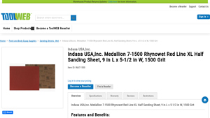 Indasa USA,Inc. Medallion 7-1500 Rhynowet Red Line XL Half Sanding ... - indasa usa inc