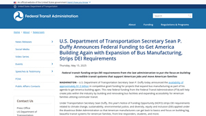 U.S. Department of Transportation Secretary Sean P. Duffy Announces ... - secretary of transportation usa