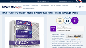 BNX TruFilter 20x23x1 MERV 8 Pleated Air Filter – Made in USA (6 ... - pleated air filters manufacturer usa