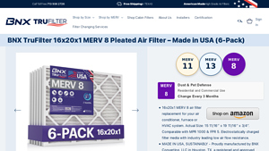 BNX TruFilter 16x20x1 MERV 8 Pleated Air Filter – Made in USA (6 ... - usa pleated air filters manufacturer