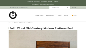 Solid Wood Mid Century Modern Bed - Made in Columbus, Ohio - bed frame made in usa