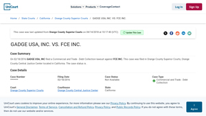 GADGE USA, INC VS FCE INC - UniCourt - gadge usa inc