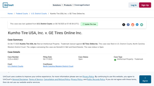 Kumho Tire USA, Inc v GE Tires Online Inc - UniCourt - kumho tire usa inc