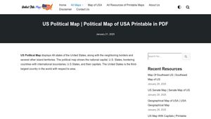 US Political Map | Political Map of USA Printable in PDF - usa map print