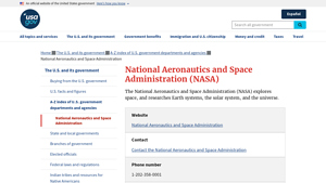 National Aeronautics and Space Administration (NASA) | USAGov - nasa space agency usa