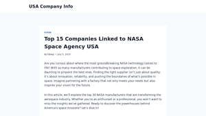 Top 15 Companies Linked to NASA Space Agency USA - space companies in usa
