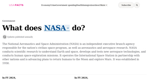 What does NASA do? | USAFacts - nasa space agency usa