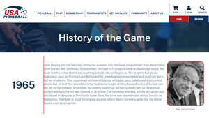 History of the Game - USA Pickleball - sports invented in usa
