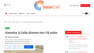 Hanwha Q Cells divests two US solar projects | USA Solar Cell - hanwha q cells usa inc.