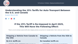 US - Canada Auto Transport: Understanding 25% Tariffs on Cars - canadian car import to usa