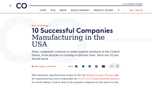 10 Successful Companies - CO- by US Chamber of Commerce - manufacturing companies in usa