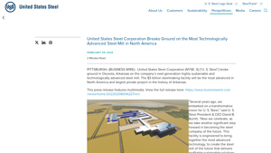 United States Steel Corporation Breaks Ground on the Most ... - biggest steel companies in usa