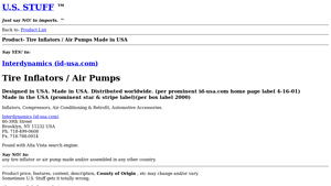 U.S. Stuff Product - Tire Inflators Made In USA - air compressor made in usa