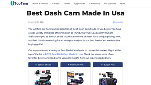 Best Dash Cam Made In Usa In 2025 - utoptens.com - dash cam made in usa